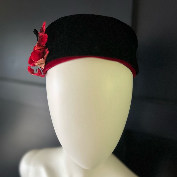 Vintage Black and Red Women's Hat - Picture 2 of 5